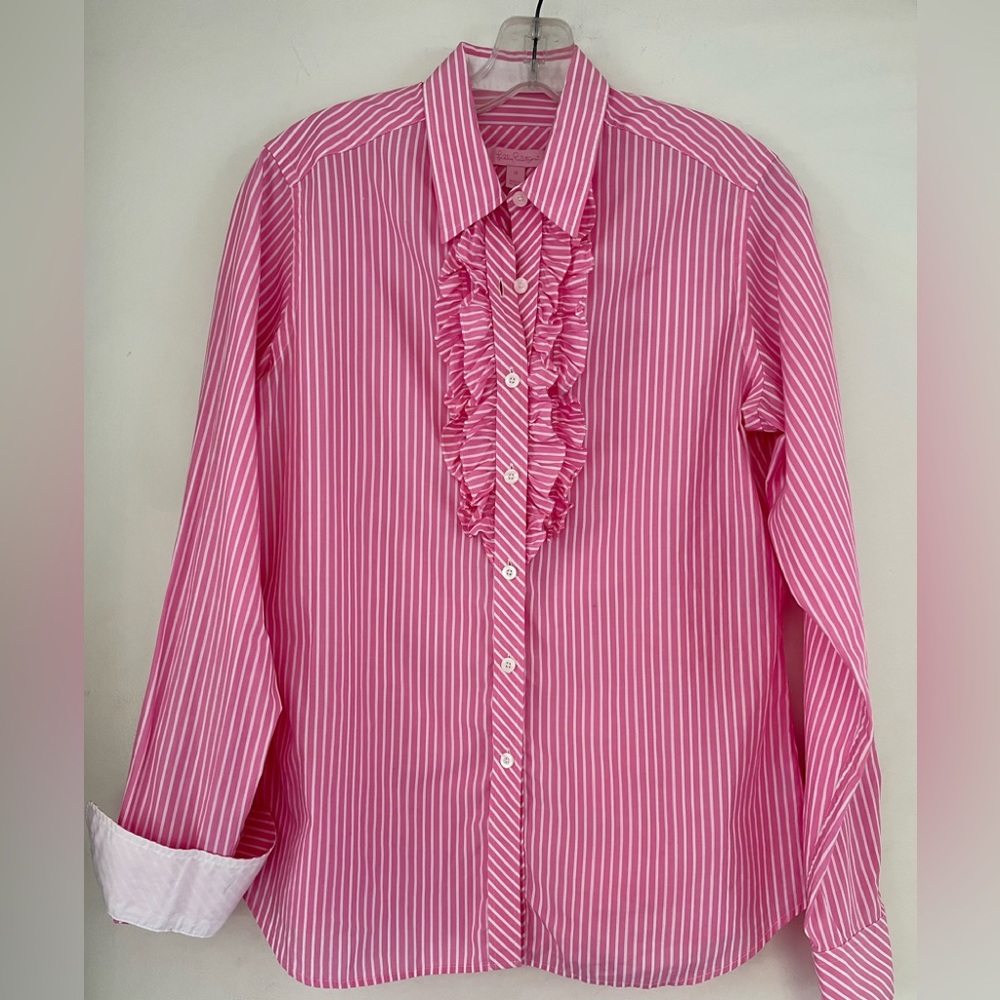 EUC Lilly Pulitzer Jonni pink striped blouse 12